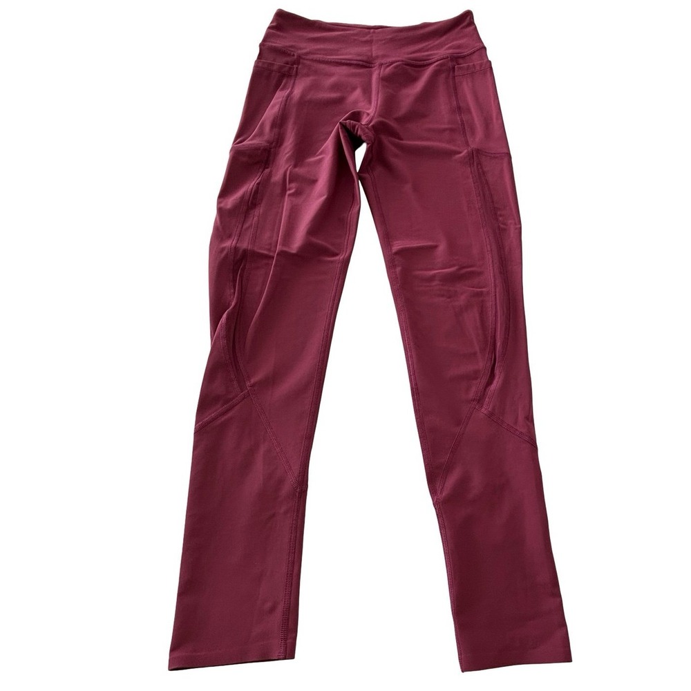 Victoria's Secret Sport Knockout Leggings Burgundy Size M Side Pockets Tights